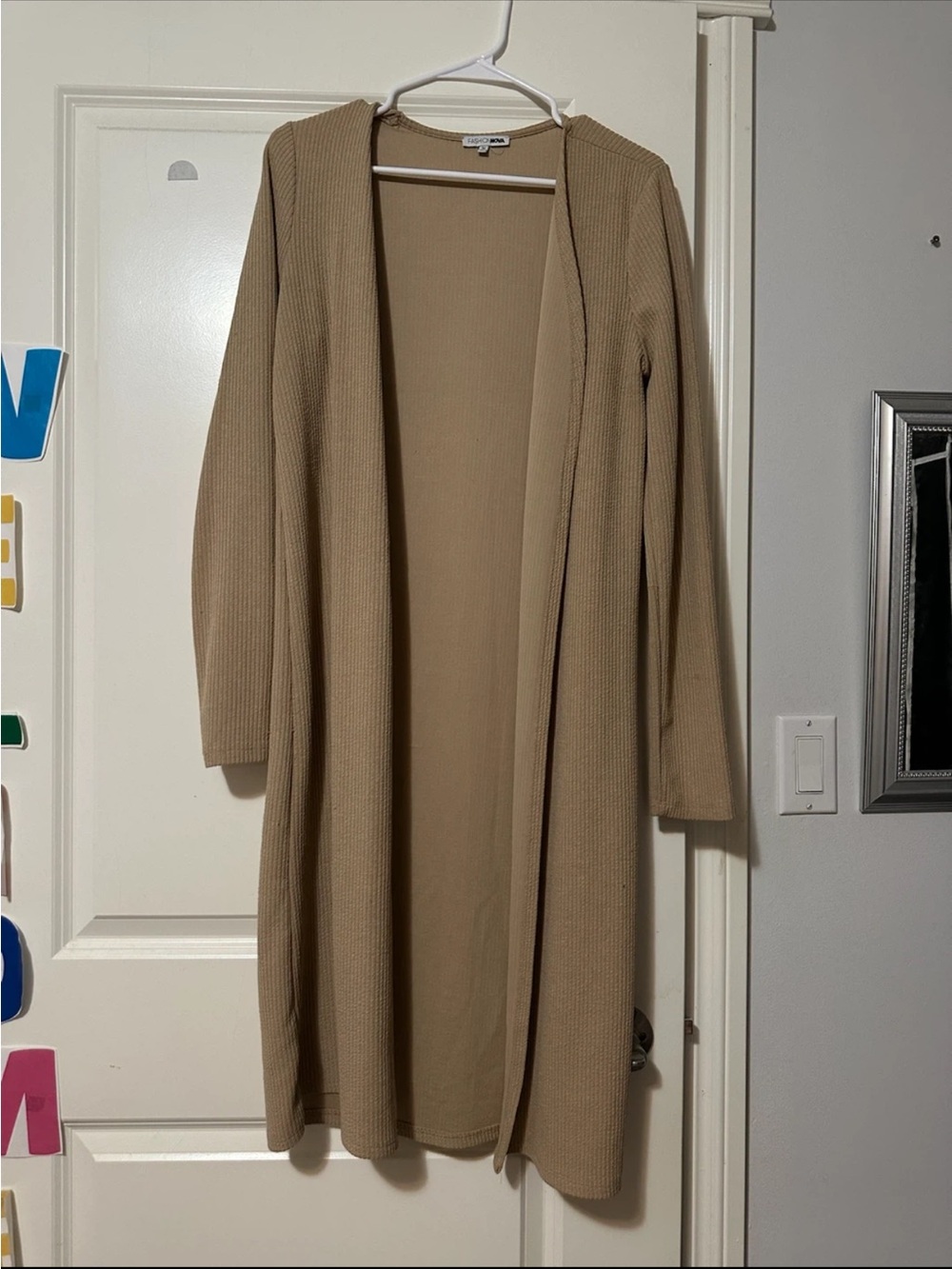 Fashion Nova Long Open-Front Cardigan - Tan